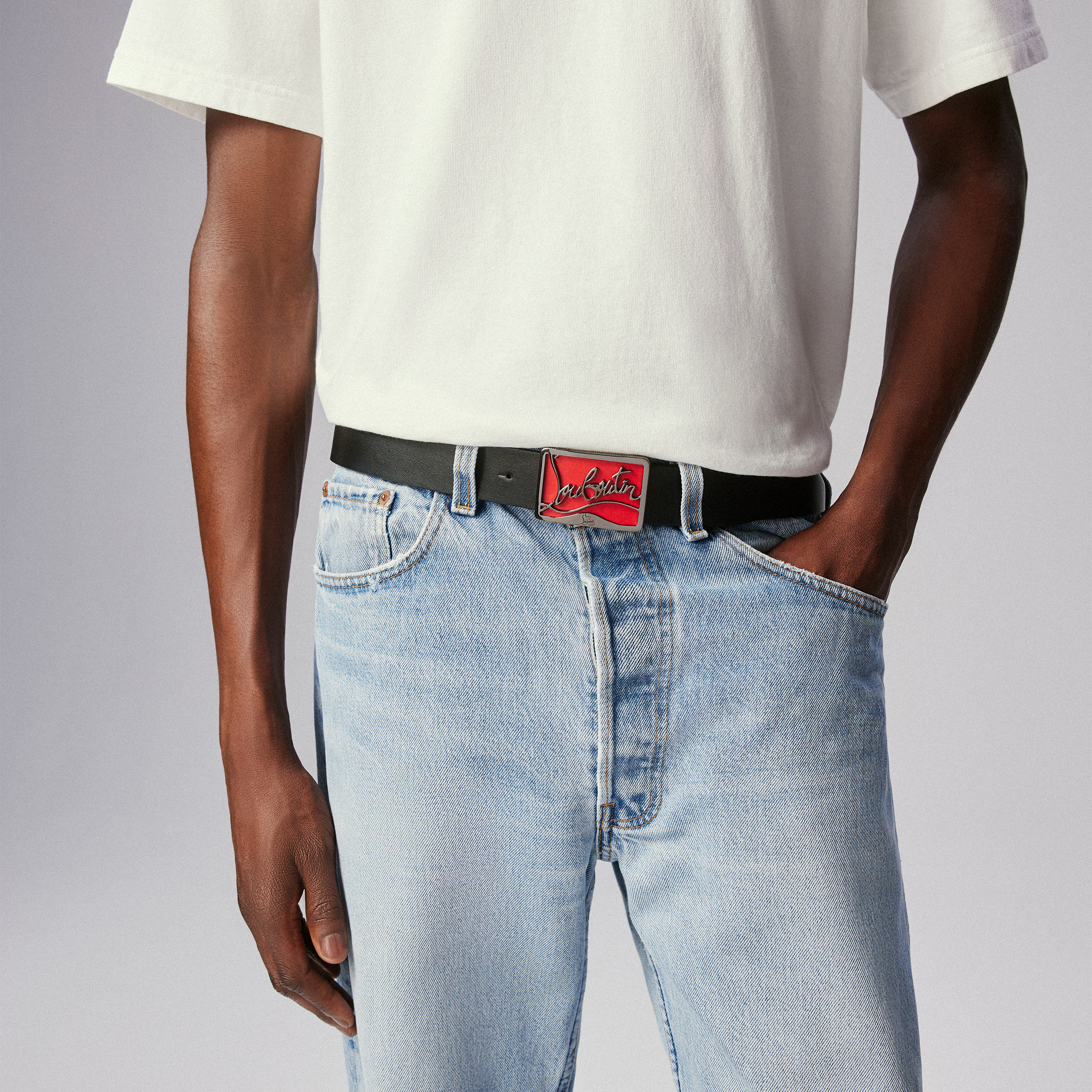 RICKY BELT 35 BLACK/RED/BLACK GUNMETAL Classic Leather - Belts