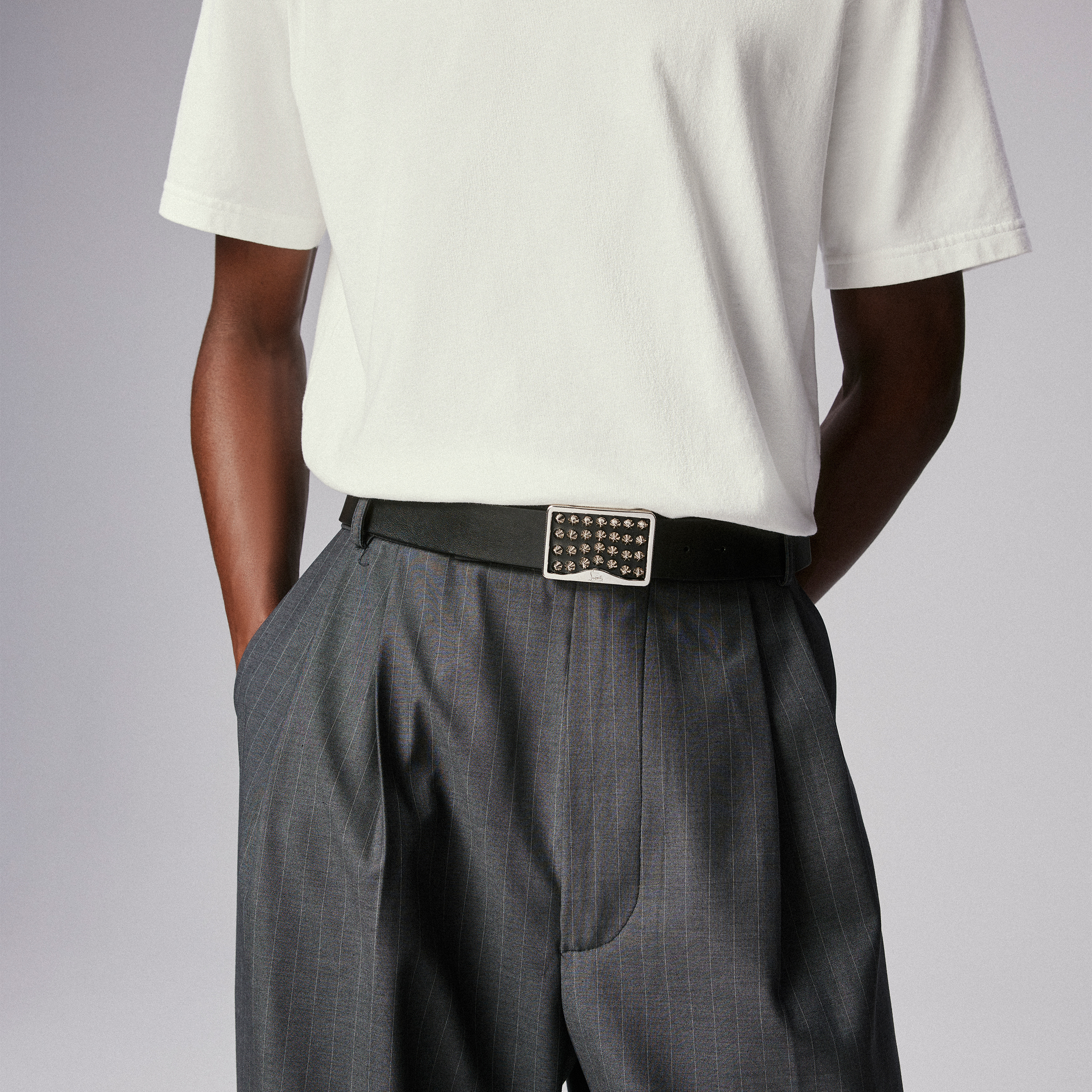 LOUIS BELT 35 BLACK/SILVER/SILVER Classic Leather - Belts - Men