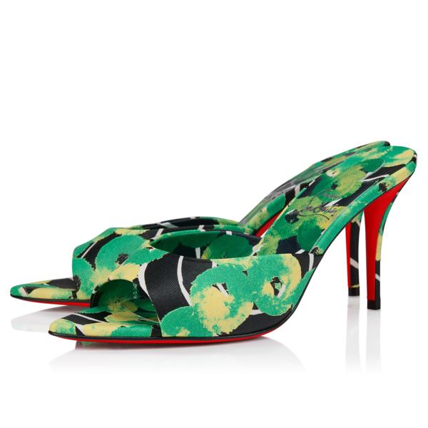 美品 Christian Louboutin ミュール サンダル ヒール 24 Miss Z Mule Degrasstrass Perla - 80 mm ミュール - メッシュ